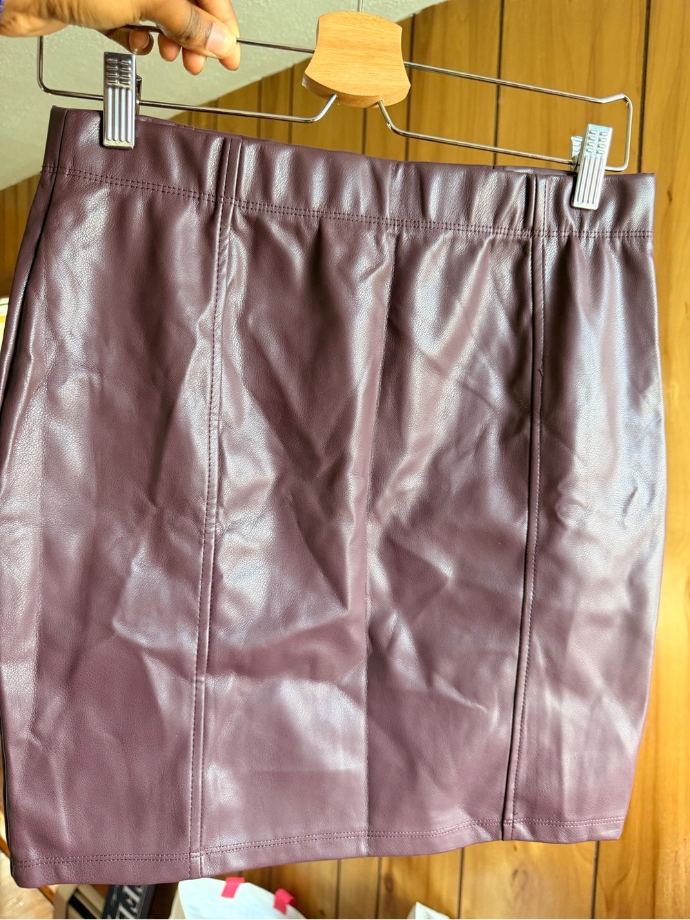 Haute Monde Plum Faux Leather Mini Skirt
